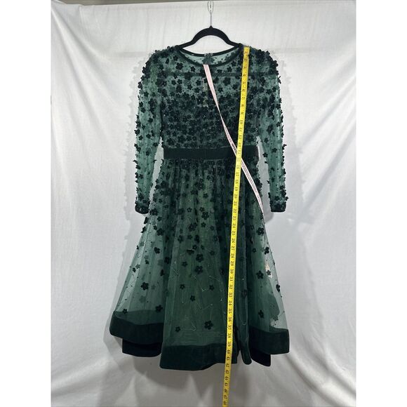 NWT Mac Duggal [ 6‎ ] Embellished Illusion Long Sleeve Fit Flare Dress  Emerald - Picture 7 of 14